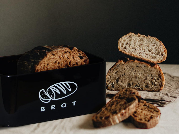 Theo&Cleo Brotkästen mit Deckel, Deckel aus Ökologisches Bambus, Kann als Schneidebrett, Geräumiger