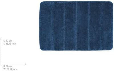 WENKO Badteppich Steps Marine Blue, 60 x 90 cm - Badematte, rutschhemmend, aussergewöhnlich weiche u