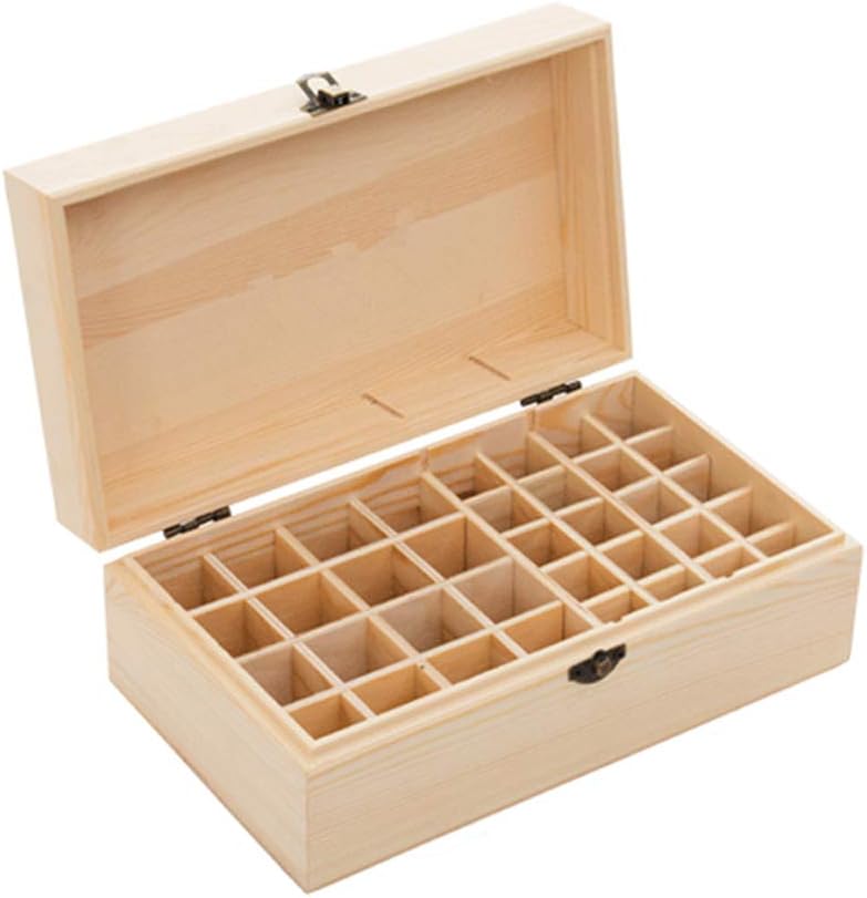 36 Slots Ätherisches Öl Box aus Holz - Bietet Platz für 5 10 15 ml ätherisches Öl-Flaschen - Ideales