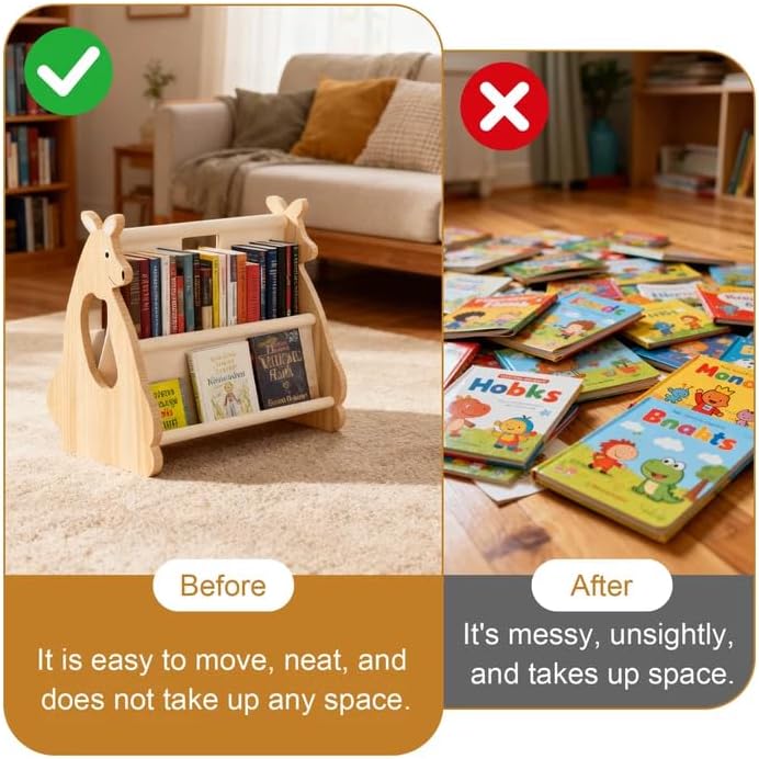 CAIEJSAEN Kinder Bücherregal aus Holz Montessori Regal für Kinderzimmer Möbel Buch-Organizer für Kin