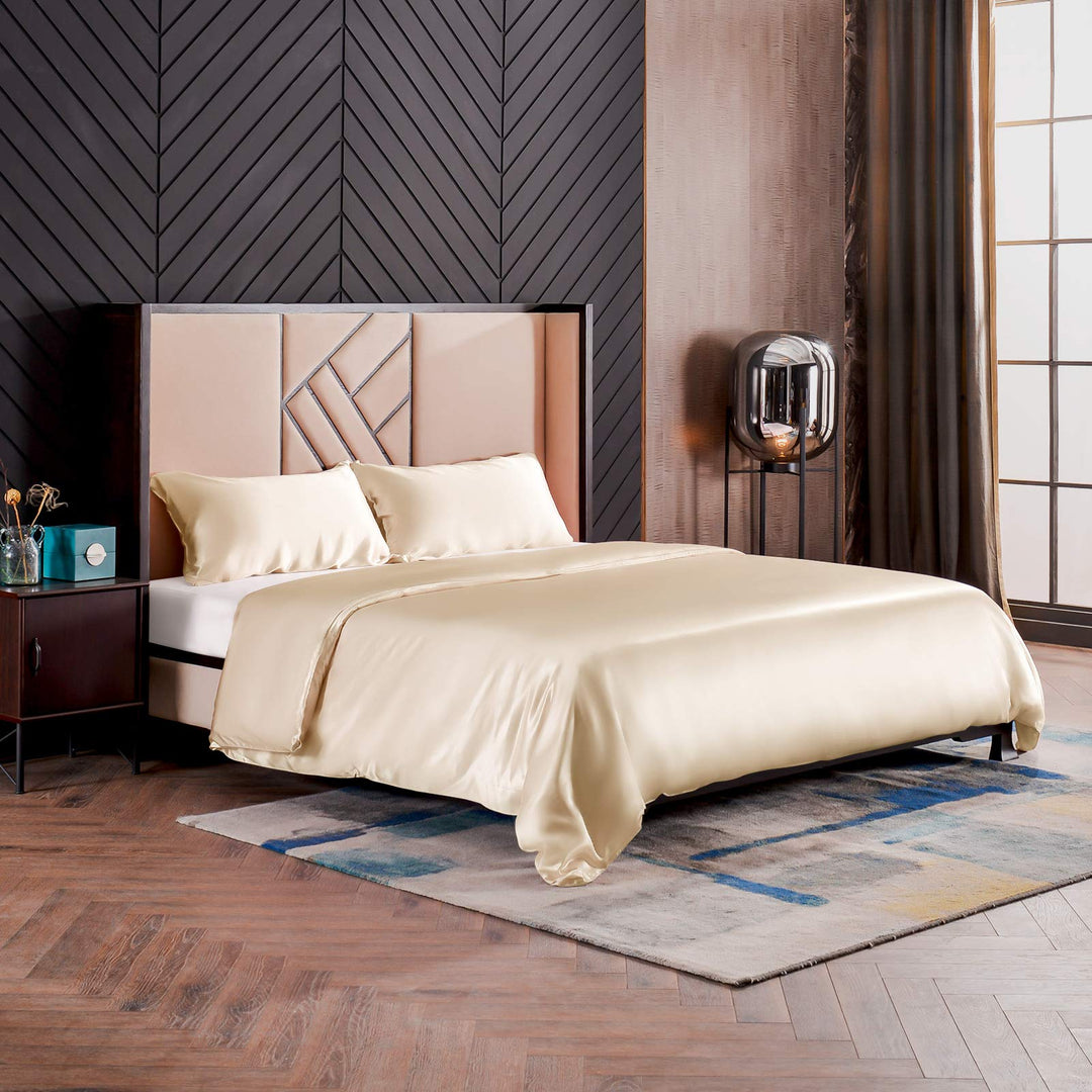 THXSILK Seidenbettwäsche Set 3 teilig, Bettbezug 200 x 200 cm und 2 Kissenbezüge 40 x 80 cm, Hypoall