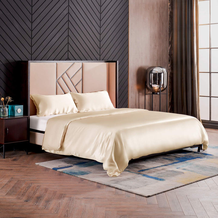 THXSILK Seidenbettwäsche Set 3 teilig, Bettbezug 200 x 200 cm und 2 Kissenbezüge 40 x 80 cm, Hypoall