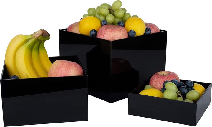 Buffet Ständer Acryl, 6'' x 7'' x 8'' Lebensmittel-Präsentationsboxen 3er Set, Würfel-Dessertständer