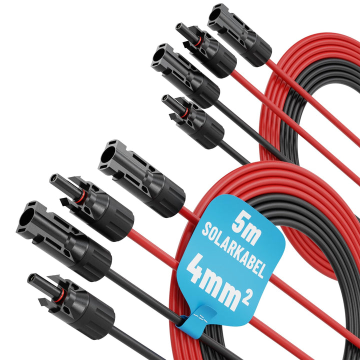 ABSINA 4x 5 Meter Solarkabel 4mm2 H1Z2Z2-K schwarz & rot - PV Kabel 4mm2 UV-beständig - Solarleitung