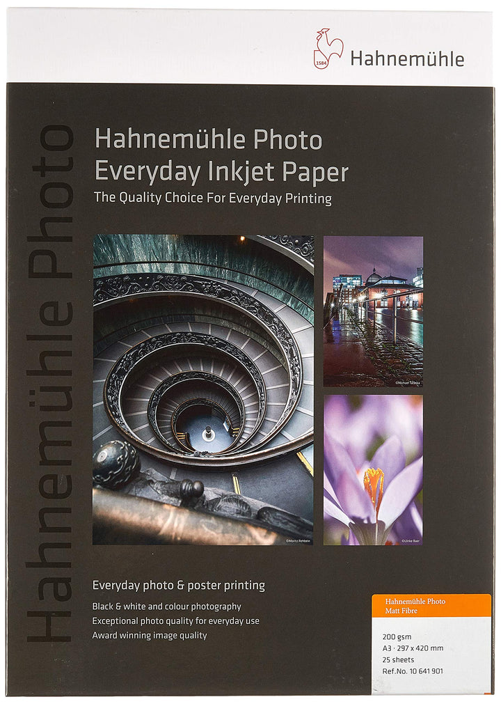 Hahnemühle 10641901 Photo Matt Fibre Papier, 200 g/m², DIN A3, 297 x 420 mm, Warmweiss, 297 x 420 mm