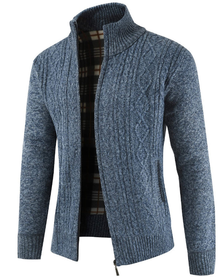 YAOHUOLE Strickjacke Herren Langarm Pullover Herren Langarm Cardigan Zopfmuster Grobstrick Strickjac