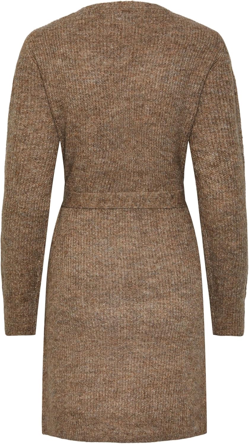 PIECES Damen Pcellen Ls Wrap Knit Dress Noos Bc XL Fossil, XL Fossil
