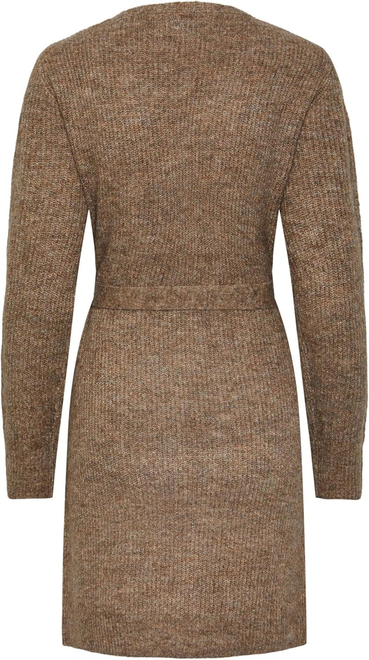 PIECES Damen Pcellen Ls Wrap Knit Dress Noos Bc XL Fossil, XL Fossil