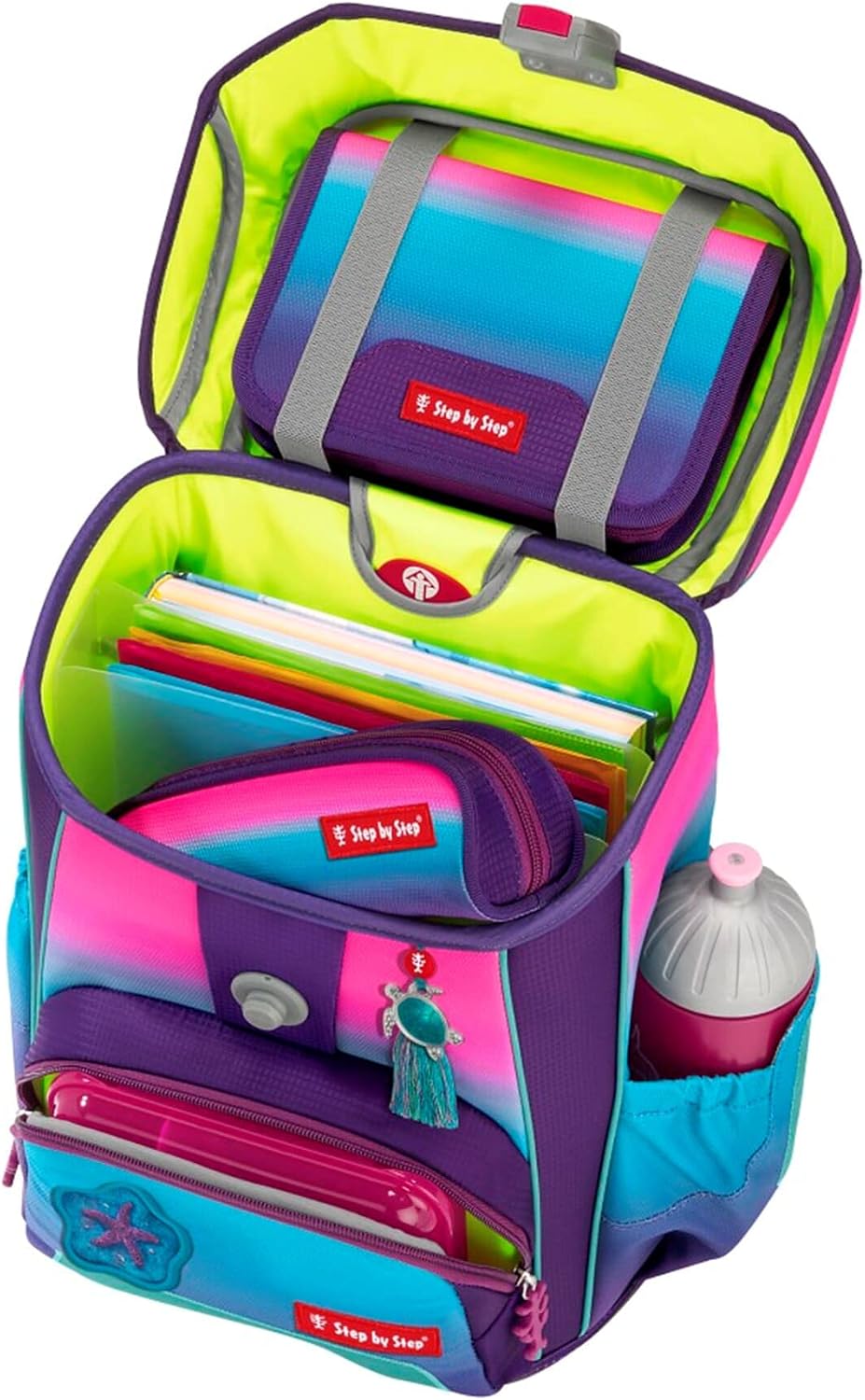 Step by Step Schulranzen-Set Cloud Ocean Pink Starfish NICI, 5-teilig, pink-blau, ergonomischer Torn
