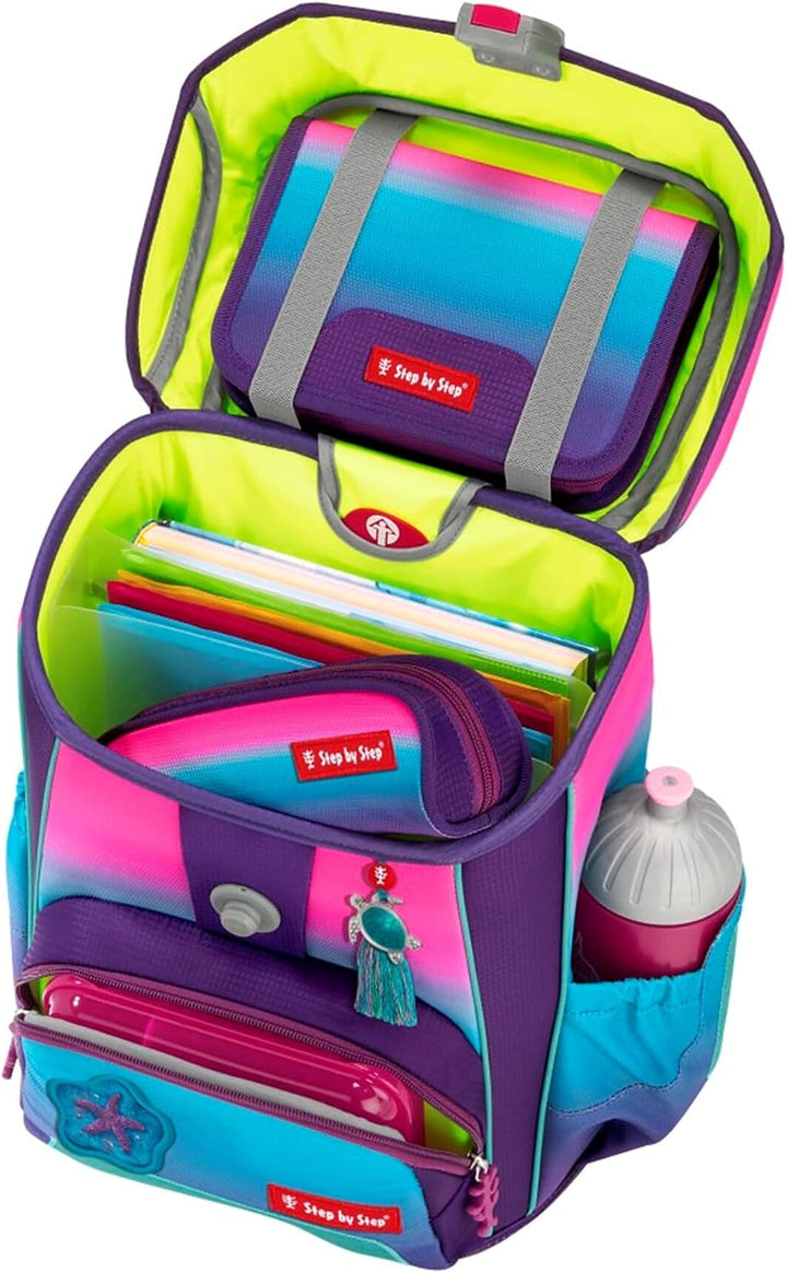 Step by Step Schulranzen-Set Cloud Ocean Pink Starfish NICI, 5-teilig, pink-blau, ergonomischer Torn