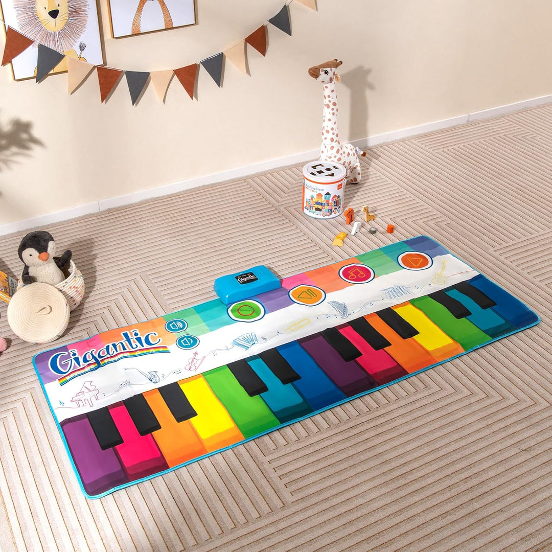 COSTWAY Musikmatte Kinder, Klaviermatte mit 8 Musikinstrumente, Keyboard Tanzmatte mit Aufnahme & Wi
