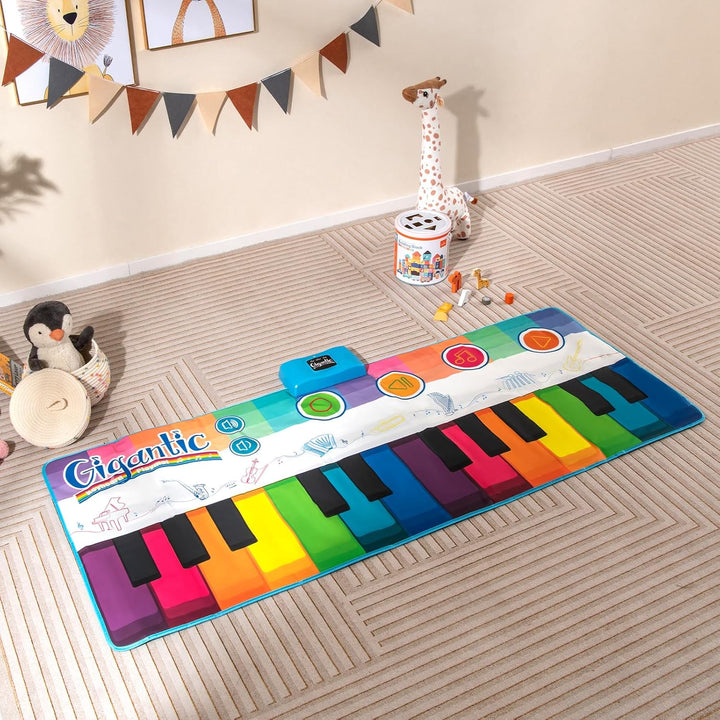 COSTWAY Musikmatte Kinder, Klaviermatte mit 8 Musikinstrumente, Keyboard Tanzmatte mit Aufnahme & Wi
