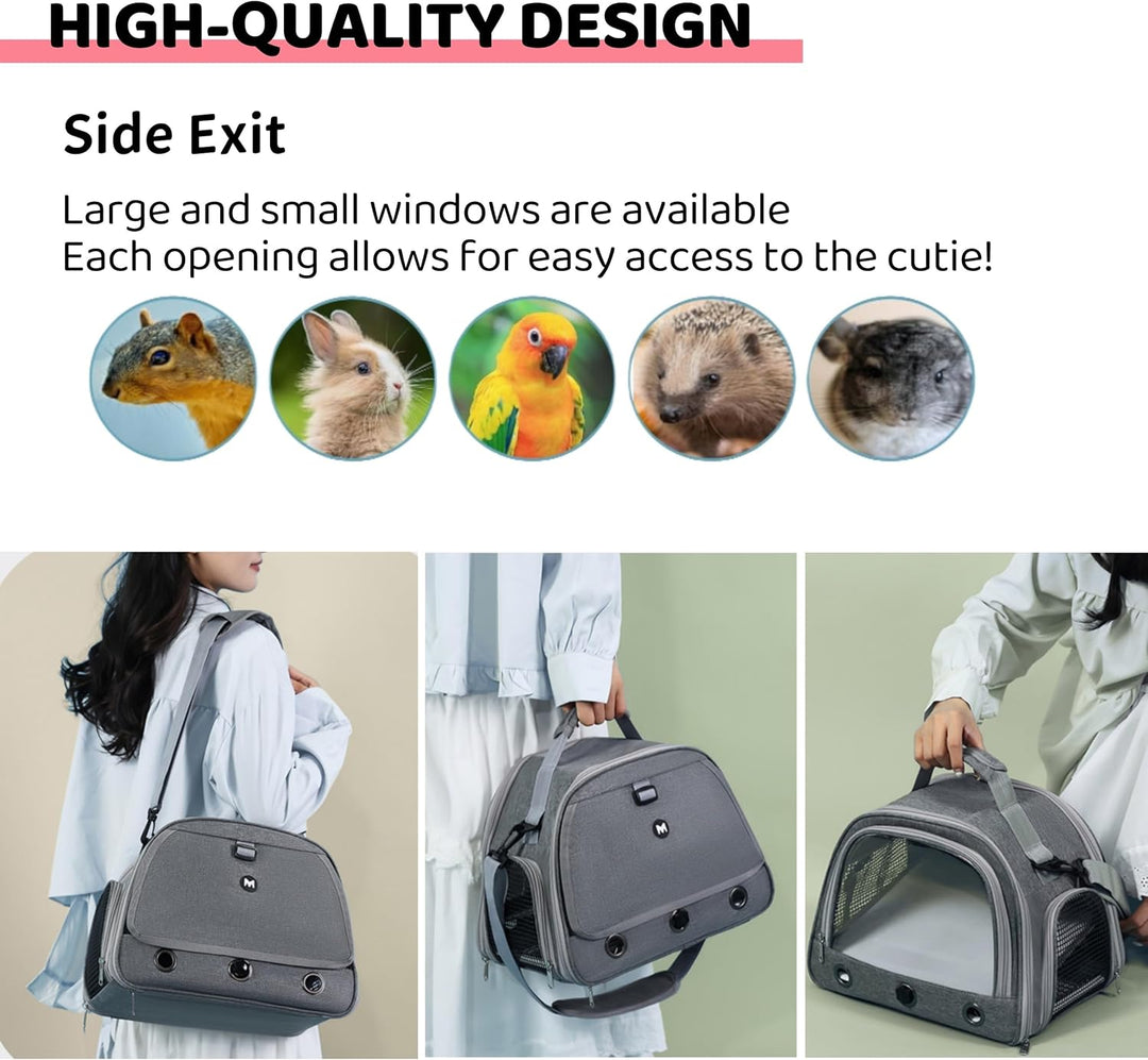 Kleine Haustier Tragetasche Grau Transportbox Für Meerschweinchen Kaninchen Hamster Kleintiere Faltb