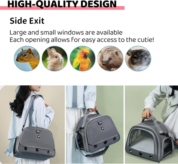 Kleine Haustier Tragetasche Grau Transportbox Für Meerschweinchen Kaninchen Hamster Kleintiere Faltb