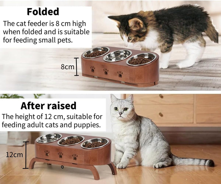 JAZUIHA Katzennapf Erhöht, geneigte Futternapf 3er Set, ergonomischer Fressnapf höhenverstellbar, Fu