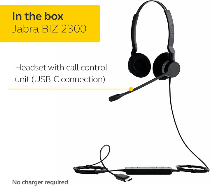 Jabra Biz 2300 USB-A MS On-Ear Stereo Headset - Skype for Business zertifizierte Kabel-Kopfhörer mit