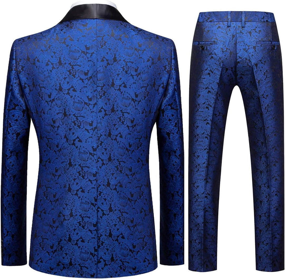 Anzug Herren 3-Teillig mit Schalkragen Muster Hochzeit Formell Business Smoking Jacke Weste und Hose