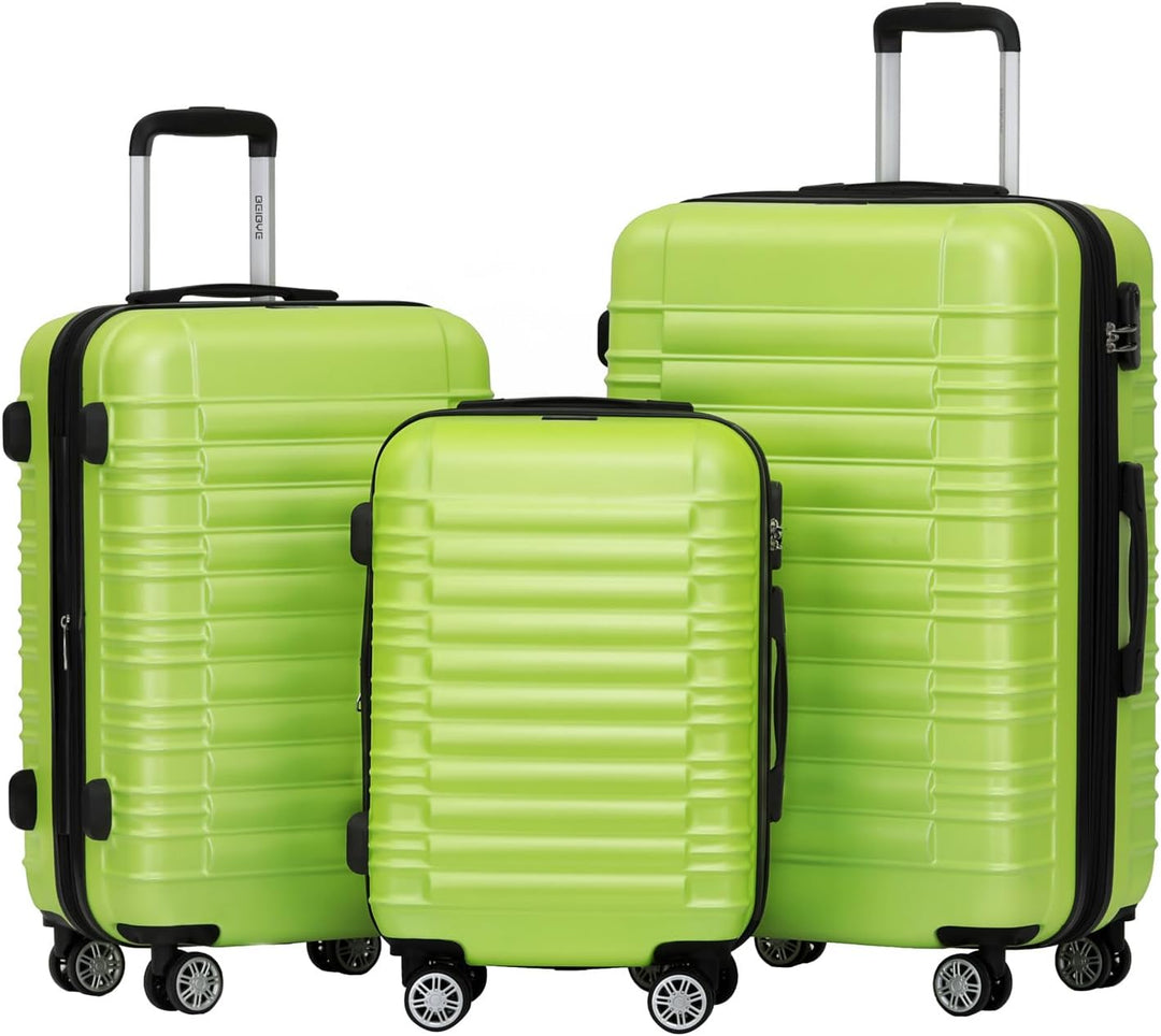 BEIBYE Hartschalen Koffer Trolley Rollkoffer Reisekoffer Zwillingsrollen Kofferset (Grün, Set) Grün