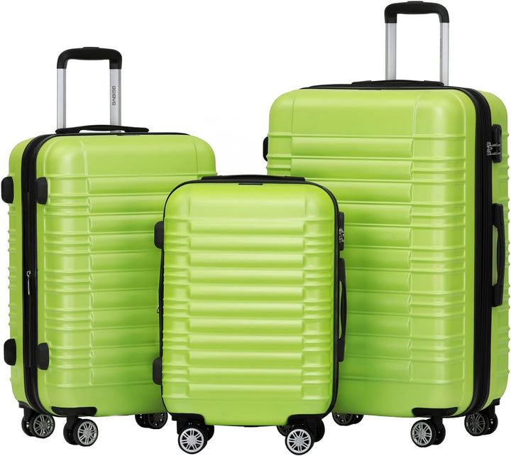 BEIBYE Hartschalen Koffer Trolley Rollkoffer Reisekoffer Zwillingsrollen Kofferset (Grün, Set) Grün