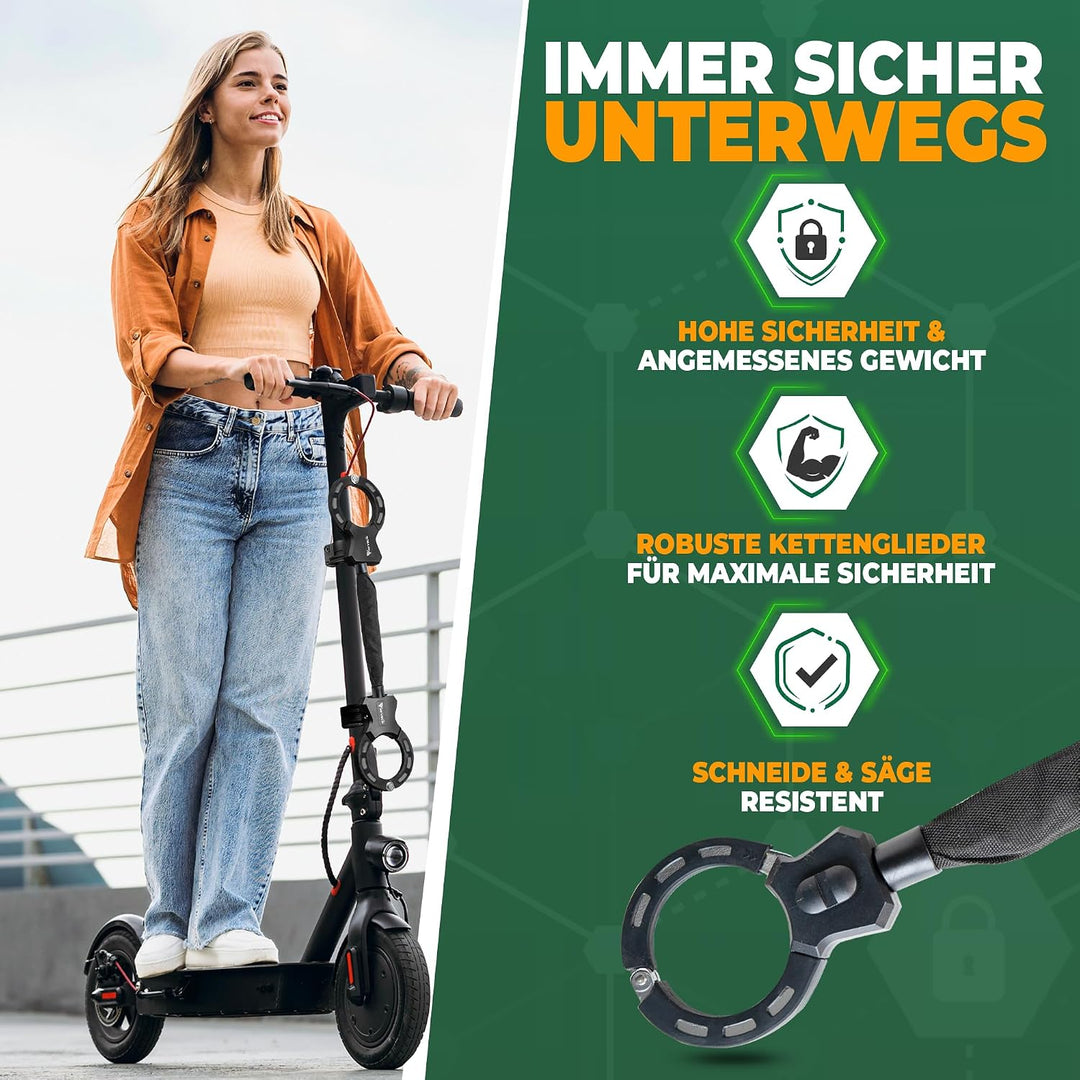 MIVELO E-Scooter Schloss extra sicher - Kettenschloss I Handschellenschloss für Elektroroller I Fahr