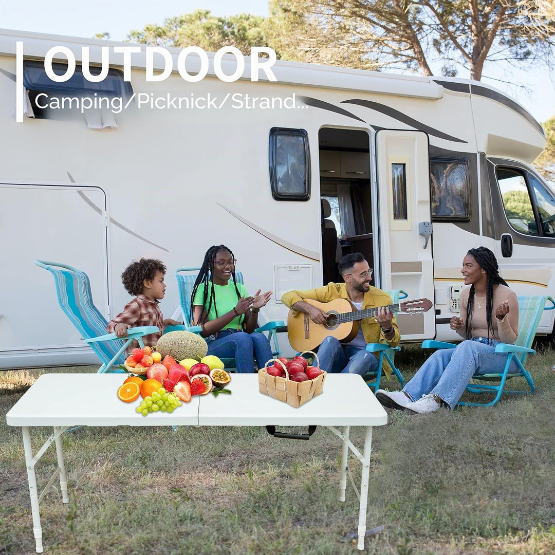 Klapptisch aus Kunststoff, tragbar, robust, weiss, für Camping, Party, Garten, Abendessen, Küche, Ar
