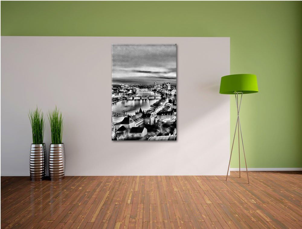 Pixxprint Monocrome, Frankfurt Skyline, Format: 100x70 auf Leinwand, 100x70