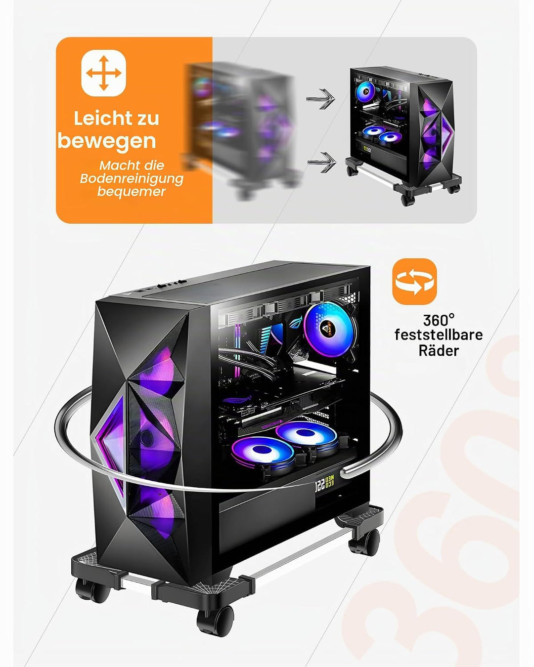 CPU Ständer für PC Computer Gehäusehalter, AkoaDa Abnehmbare Verstellbare Computer Desktop Ständer U