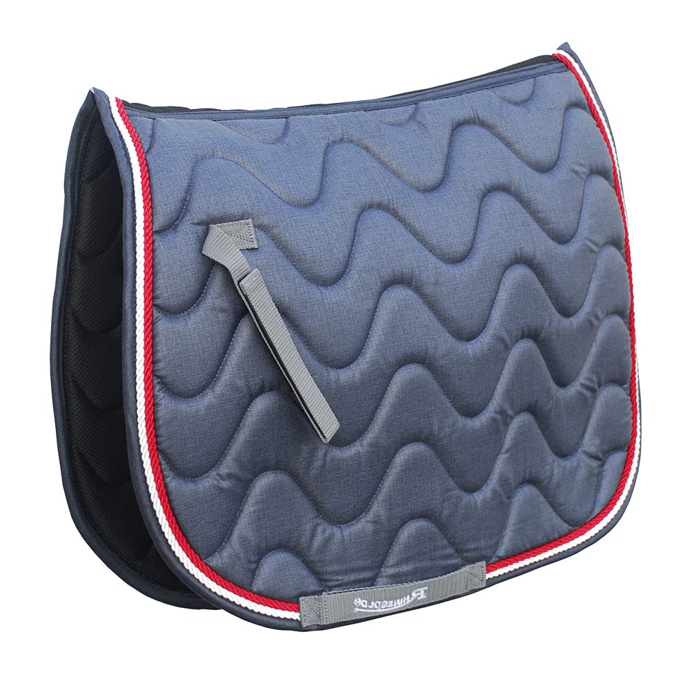 Rhinegold Sattelpolster Wave Volle Grösse Denim with Red, Volle Grösse Denim with Red