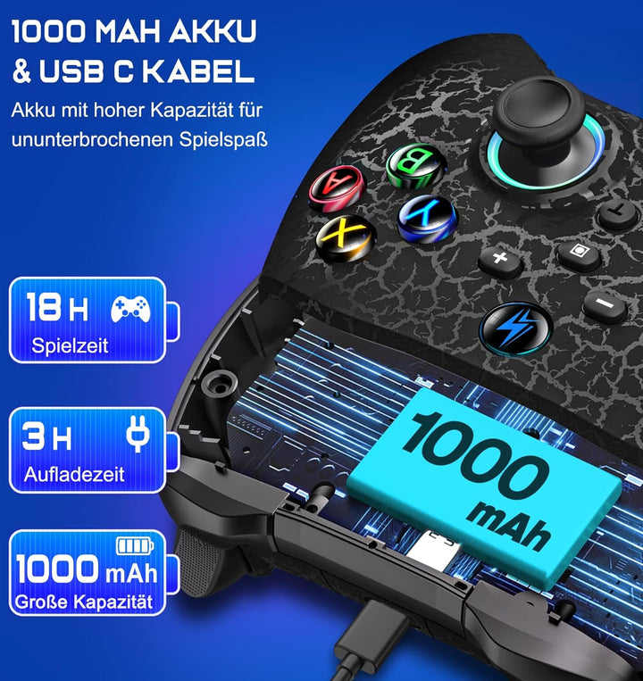 Switch Controller für Nintendo, Switch Controller mit 2 Back Button Macro Programmierbar/Rissiges De
