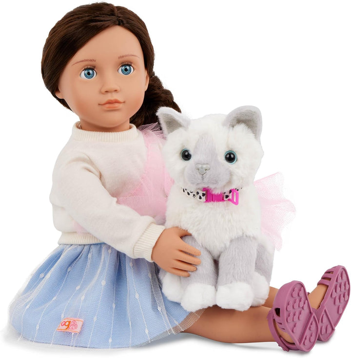 Our Generation – Mindy & Pepper – 46 cm-Puppe & Haustier-Katzen-Set – Plüschtier Katze – Haustierbet