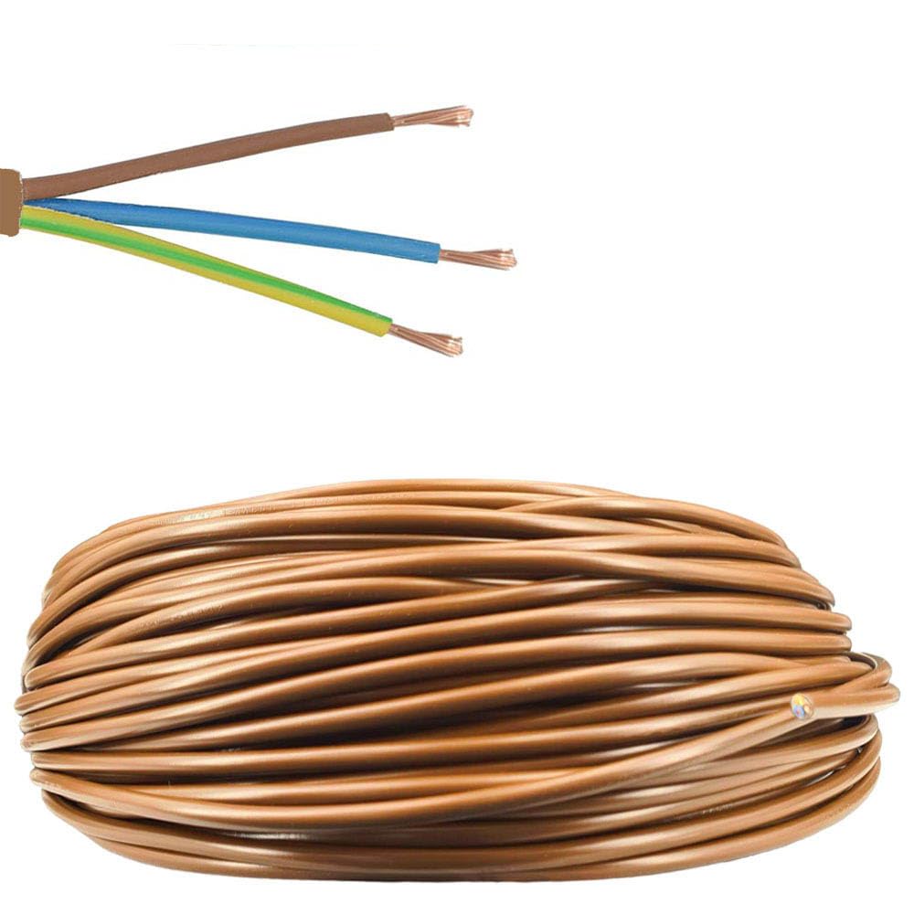 10m Zuleitung hellbraun H03VV-F 3 x 0,75qmm PVC isolierte Schlauch-Leitung Rehbraun 3G Leuchtenkabel