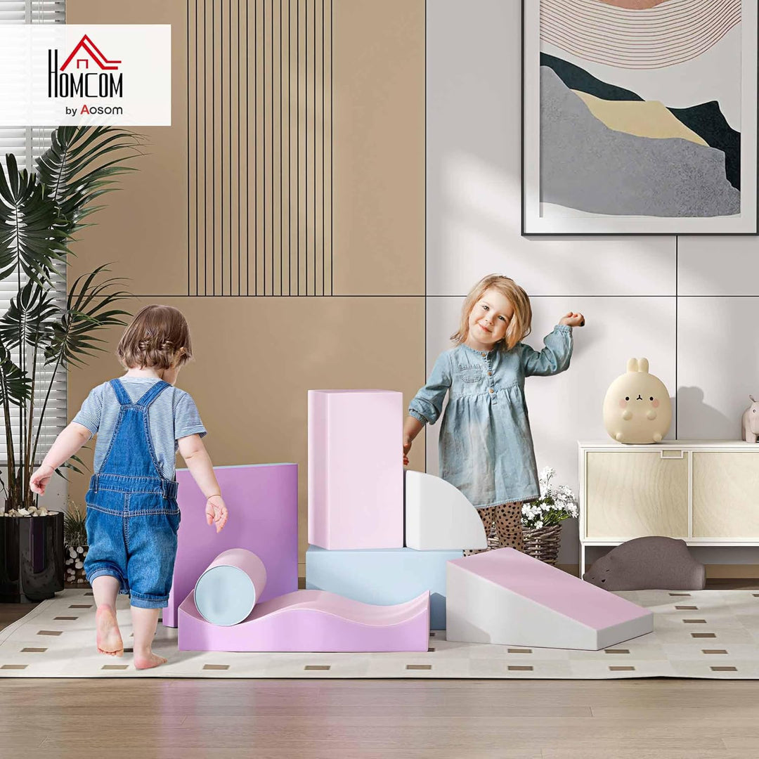 HOMCOM 7 TLG. Schaumstoff Bausteine Kinder Softbausteine Toben & Klettern Bauklötze Weiche Riesenbau