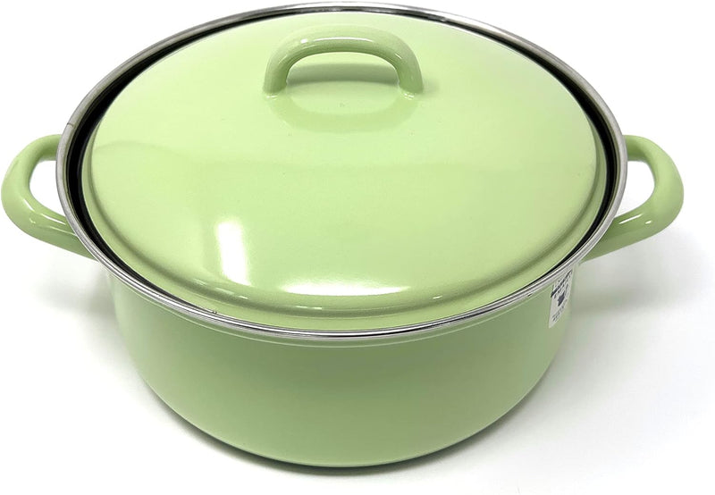 Riess 0508-031, Kochtopfset, Family Emailset 5teilig, GREEN, Farbe hellgrün, Fleischtopf mit Deckel