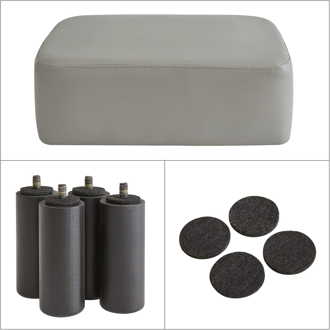 YMYNY Rechteckiger Fusshocker Sitzbank, 42 x 29 x 23 cm, Gepolsterter Hocker aus PU-Leder, mit Holzb