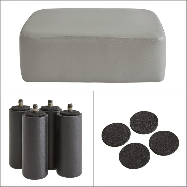 YMYNY Rechteckiger Fusshocker Sitzbank, 42 x 29 x 23 cm, Gepolsterter Hocker aus PU-Leder, mit Holzb