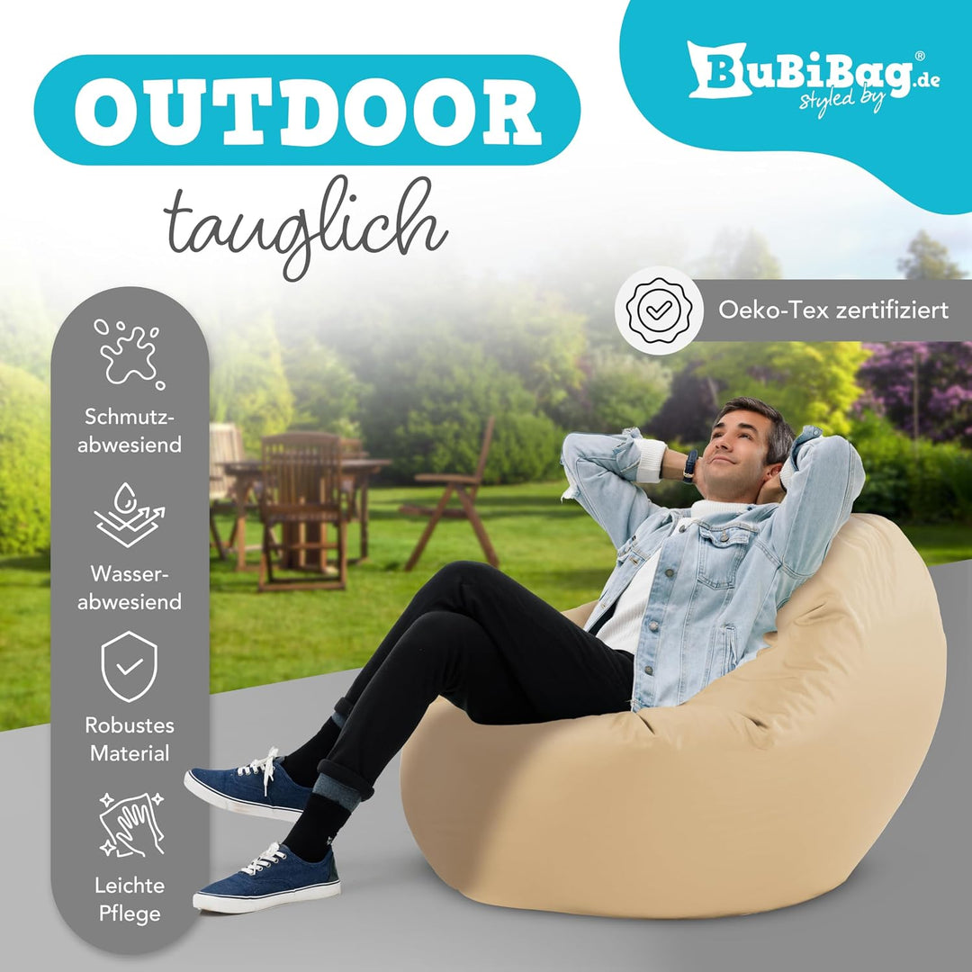 BuBiBag 2in1 Sitzsack L - XXL mit Füllung für Kinder &amp; Erwachsene, Gaming Beanbag &amp; Bodenkissen für