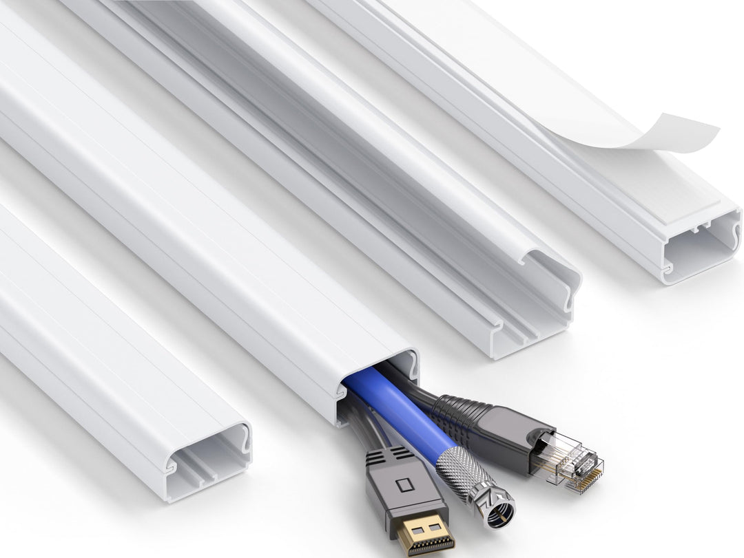 Kabelkanal weiss 160 cm (4x40 cm Set) – Selbstklebend mit Snap & Lock Verschluss – Grosser Kabelscha