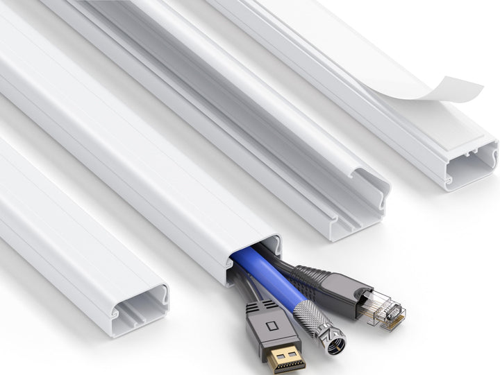 Kabelkanal weiss 160 cm (4x40 cm Set) – Selbstklebend mit Snap & Lock Verschluss – Grosser Kabelscha
