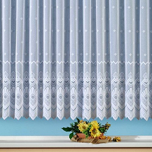 Fertig-Store Jacquard mit Kräuselband, halbtransparent, Farbe weiss Grösse HxB 90x600 cm, HxB 90x600