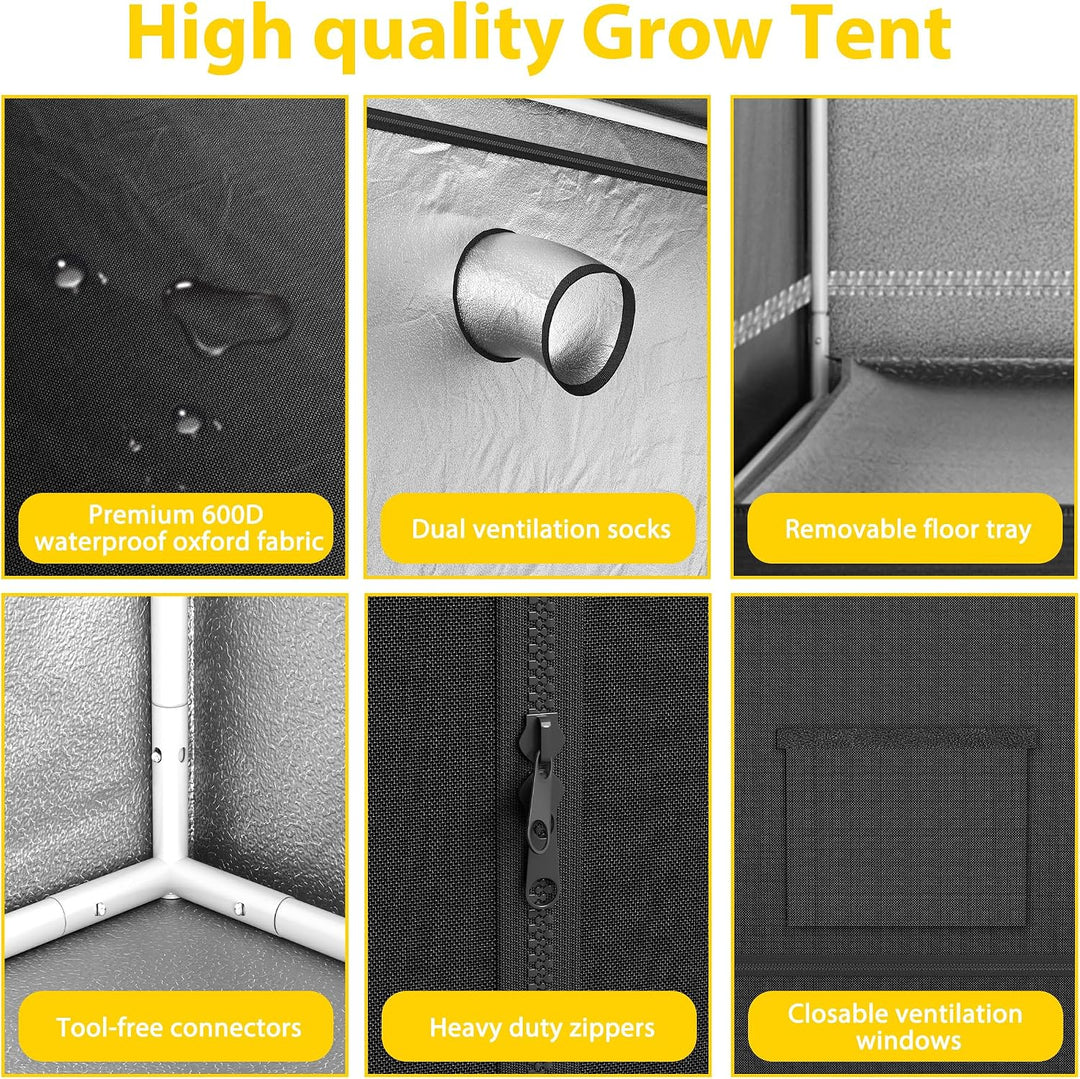 Growzelt Pflanzenzuchtzelt Indoor Anbauzelt 240x120x200 cm Grow Tent mit Reflektierender Innenfolie