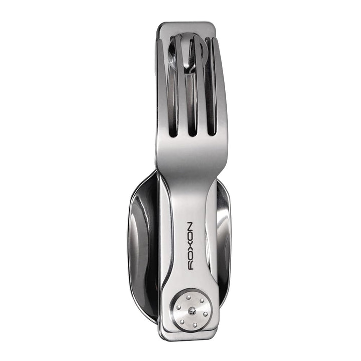 Roxon C2 Campingbesteck, 2 in 1 abnehmbares, faltbares Besteck mit Gabel und Löffel für Outdoor, Cam