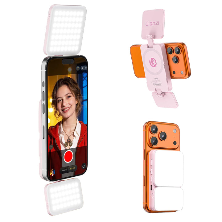 ULANZI GL01 [2026 Aktualisierte] Magnetische Selfie Licht für iPhone, Magnet LED Handy licht mit Zwe