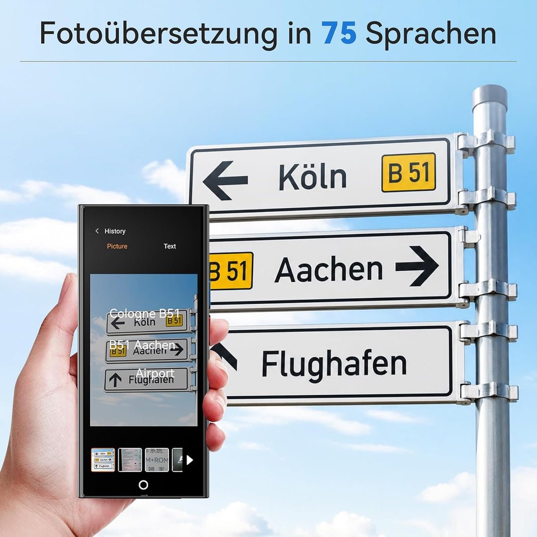 Sprachübersetzer Gerät,Übersetzungsgerät mit Sprachausgabe Translator,150 Sprachen AI Online Offline
