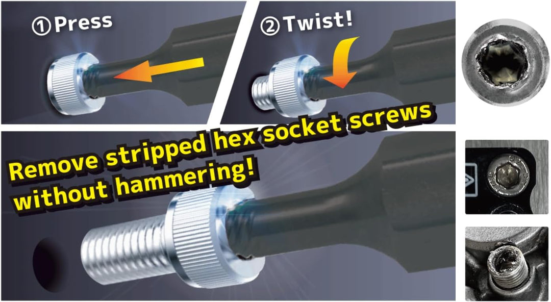 4-in-1 Schraubenausdreher-Set für Innensechskantschrauben, 29mm. Funktioniert mit Steckschlüssel Gri
