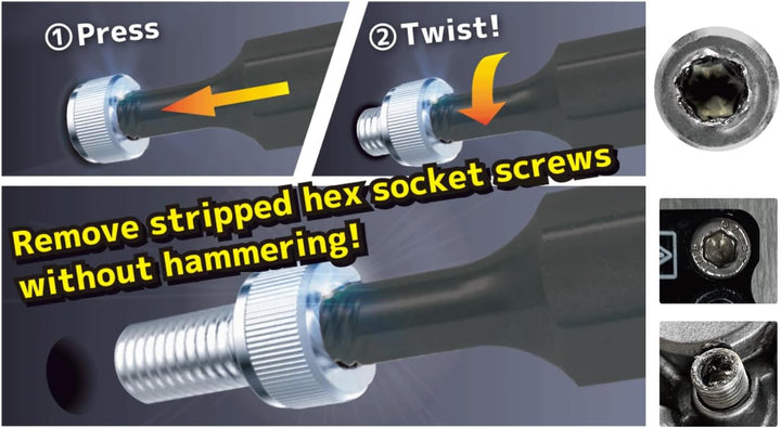 4-in-1 Schraubenausdreher-Set für Innensechskantschrauben, 29mm. Funktioniert mit Steckschlüssel Gri