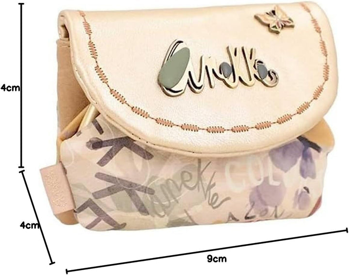 ANEKKE Pachamama Geldbörse mit Klappdeckel, Beige, mehrfarbig, 15 x 9 x 4 cm