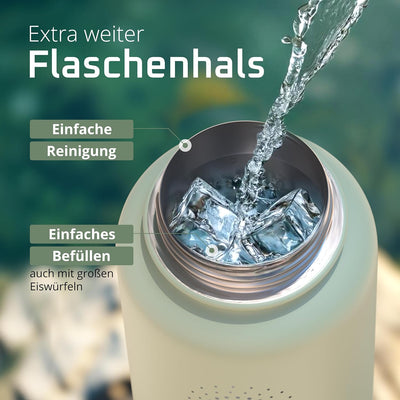 Trinkflasche Edelstahl ACTIVE FLASK + Strohhalm (3 Deckel) BPA-frei, Auslaufsicher, Kohlensäure geei