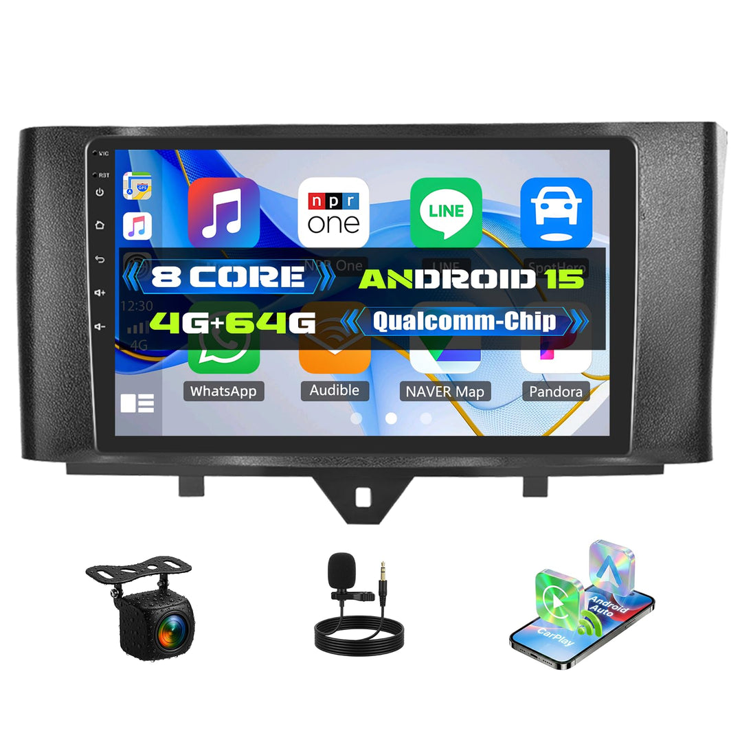 Android 15, 4G+64G 8-Kern CAMECHO Qualcomm Autoradio für Mercedes Benz Smart Fortwo W451 2011-2015 C