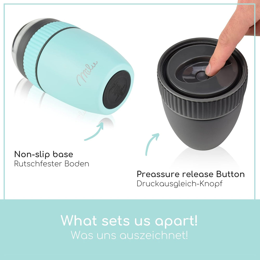 Milu Müslibecher to go 400ml I isolierter Edelstahl Joghurtbecher für Müsli I auslaufsicherer Becher
