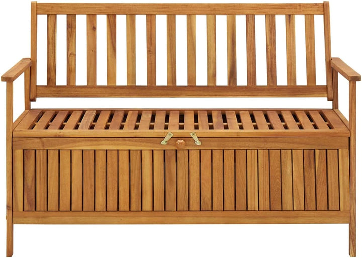 Tidyard Truhenbank Gartenbank mit Stauraum Holzbank Sitzbank Flurbank Bank mit Kissen 120 cm Massivh